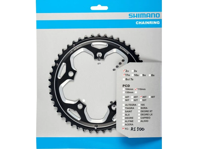 Shimano Kettenblätter FC-RS500 11-fach Silber Od. Schwarz 3 Shimano Kettenblätter FC-RS500 11-fach Silber Od. Schwarz